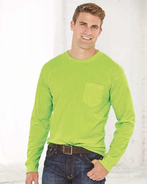 Bayside - USA-Made Long Sleeve T-Shirt with a Pocket