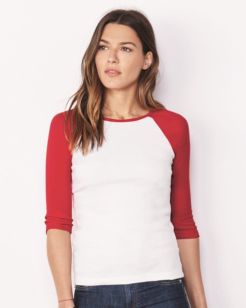 Bella + Canvas - Women's Baby Rib Three Quarter Sleeve Contrast Raglan Tee