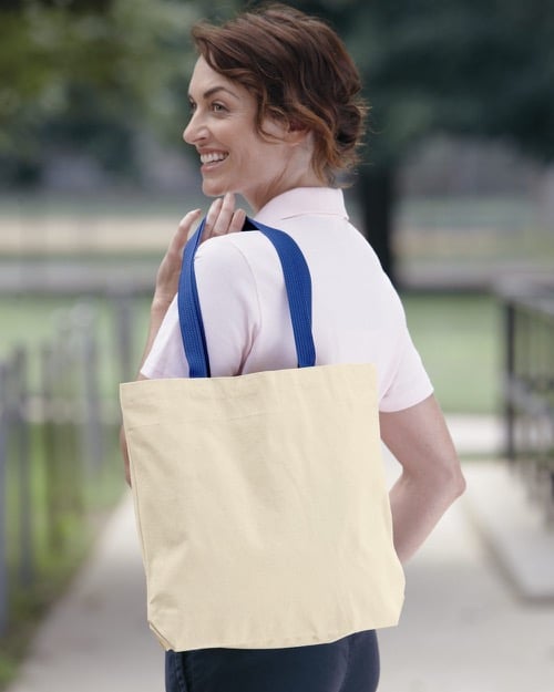 Liberty Bags - 10 Ounce Gusseted Cotton Canvas Tote with Colored Handle
