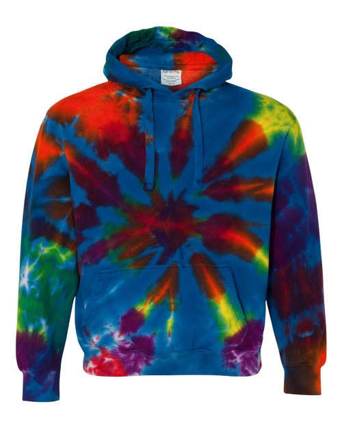 Dyenomite - Rainbow Multi-Color Cut-Spiral Hooded Sweatshirt