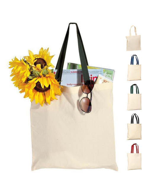 DTLA Print - Budget Friendly 100% Cotton Value Tote Bag with Contrast Handles
