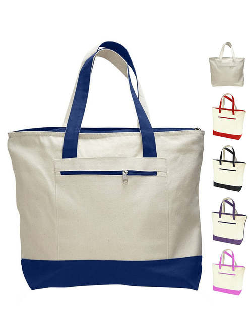 DTLA Print - Heavy Canvas Zippered Shopping Tote Bags