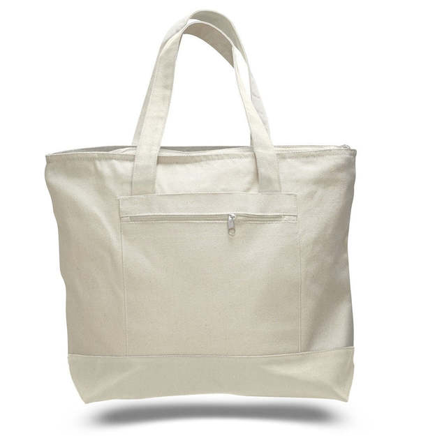 DTLA Print - Heavy Canvas Zippered Shopping Tote Bags