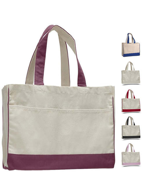 DTLA Print - Cotton Canvas Tote Bag with Inside Zipper Pocket