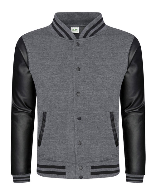 Just Hoods By AWDis - Men's 80/20 Heavyweight Urban Letterman Jacket with Leather Sleeves
