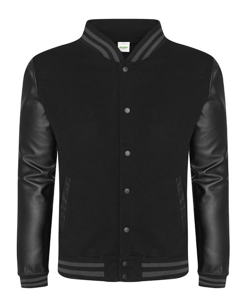 Just Hoods By AWDis - Men's 80/20 Heavyweight Urban Letterman Jacket with Leather Sleeves