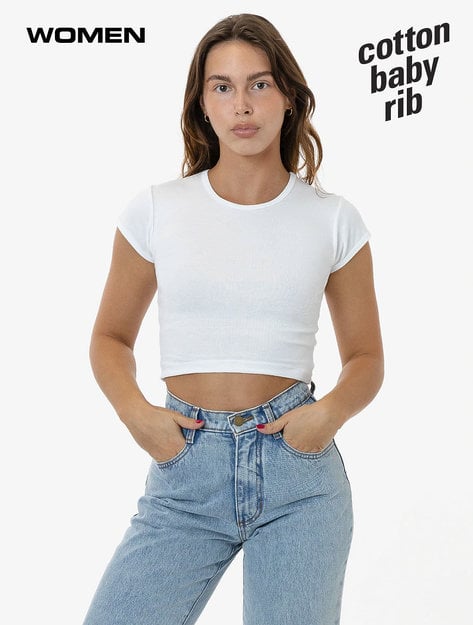 Los Angeles Apparel - Cap Sleeve Baby Rib Crop Top
