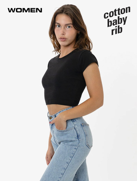 Los Angeles Apparel - Cap Sleeve Baby Rib Crop Top