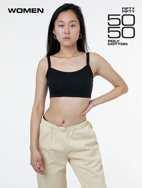Los Angeles Apparel - Poly Cotton Crop Spaghetti Tank