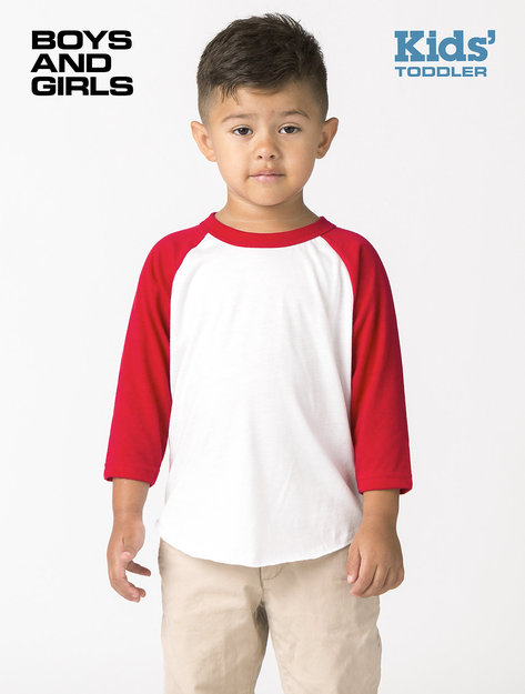 Los Angeles Apparel - Toddler 3/4 Sleeve Poly Cotton Raglan