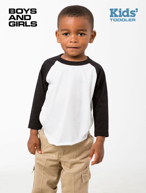 Los Angeles Apparel - Toddler 3/4 Sleeve Poly Cotton Raglan