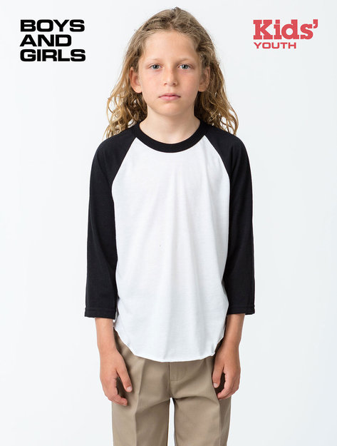 Los Angeles Apparel - Youth 3/4 Sleeve Poly Cotton Raglan
